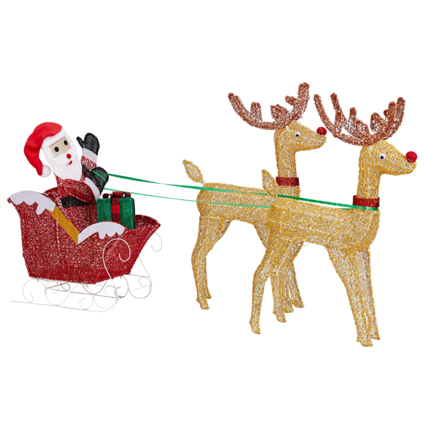 180*24*86cm  鹿拉老人 拼接款 暖白灯 270灯 撒粉网布 圣诞灯饰麋鹿30V 6W-15