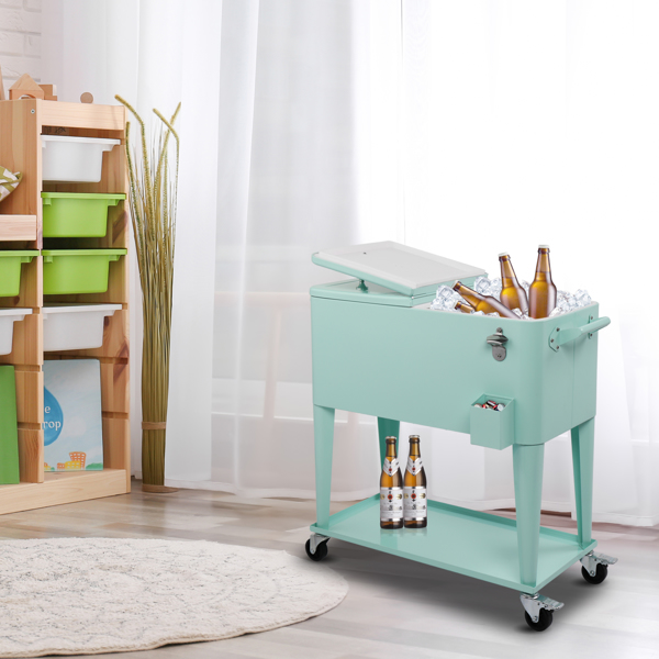 80qt 薄荷绿 冷冻保温推车 91*84.5*38.5cm 长方形 塑料箱体 冷冻保温 N001-44