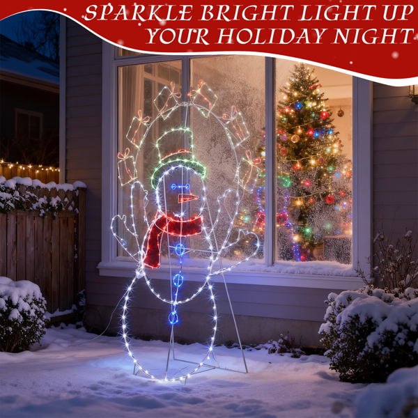 102*23*152cm  雪人扔礼盒  2D 多色灯 动态  圣诞灯饰雪人 4.5V 3.6W 美规-10