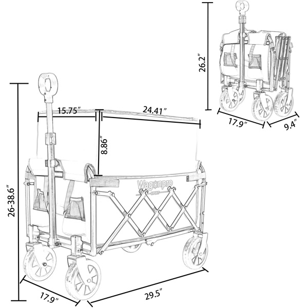 可扩展的双层多功能车，具有 100% 额外空间 - 用于露营、购物、运动、园艺、钓鱼的杂货车，支持 225 磅，深蓝色不支持Self-Pick Up-15