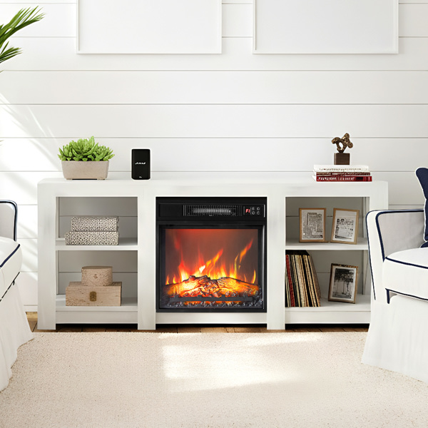 58寸白色双面交叉壁炉柜 149*40*60cm 18寸壁炉芯-8