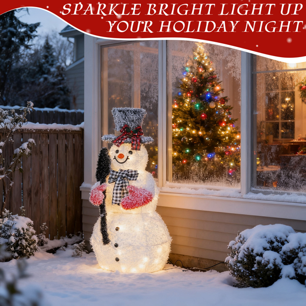 3ft 白色 铁锹雪人 绕线植绒 110LED灯暖白 圣诞灯饰雪人 30V 3.6W 美规-10