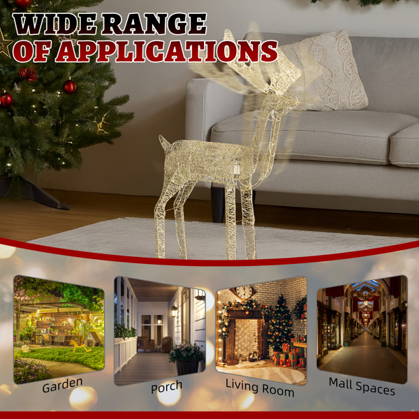 3.6ft 金色 电机摇头麋鹿 绕线撒粉 120LED暖白光 圣诞灯饰麋鹿 30V 3.6W 美规-6
