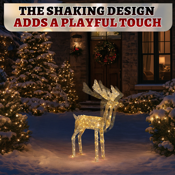 3.6ft 金色 电机摇头麋鹿 绕线撒粉 120LED暖白光 圣诞灯饰麋鹿 30V 3.6W 美规-8