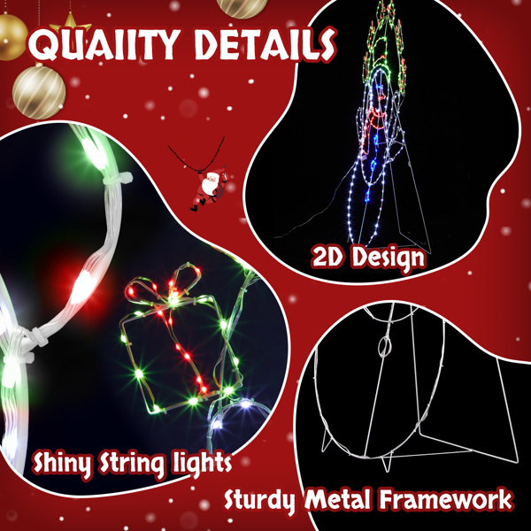 102*23*152cm  雪人扔礼盒  2D 多色灯 动态  圣诞灯饰雪人 4.5V 3.6W 美规-18