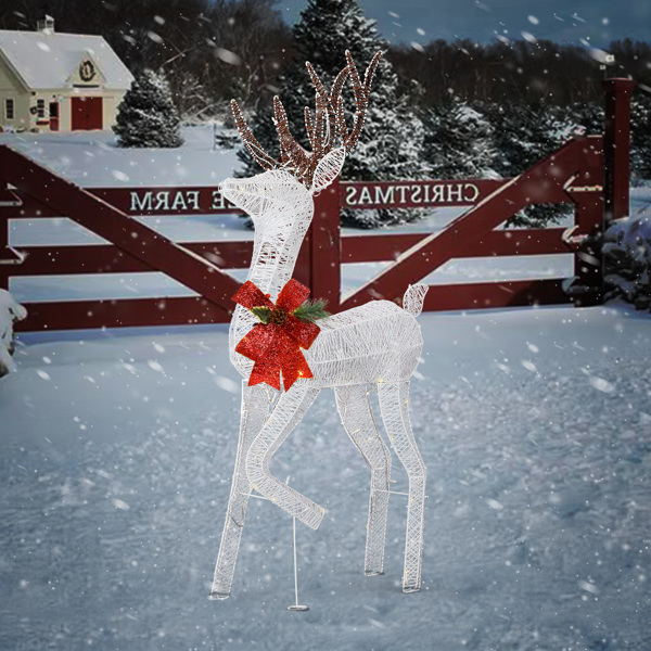 4ft  白色 单只鹿 棉线撒粉 90LED 暖白灯 圣诞灯饰麋鹿 31V 3.6W 英国-11