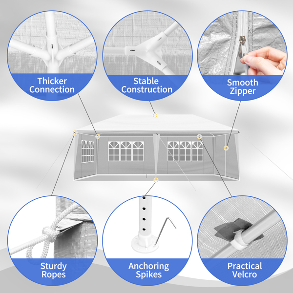 10*20ft  白色 4围  凉棚 4窗  PE布 喷塑铁管-6