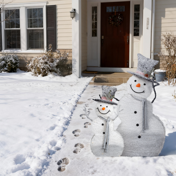 2pcs 4ft 2.6ft 白色 歪头雪人 绕线植绒 80LED灯暖白 圣诞灯饰雪人 30V 3.6W 美规-13