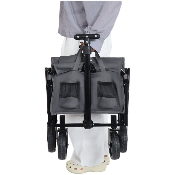 可扩展双层多功能货车，100% 额外空间 - 225 磅购物车，适合露营、购物、运动、园艺、钓鱼，灰色不支持Self-Pick Up-9