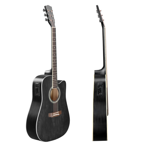 【亚马逊禁售】KMA101 41in 缺角调音EQ 椴木 带音箱 民谣吉他 擦色黑色-3