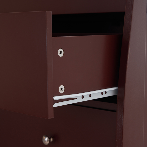 棕色 油漆面 密度板 三层抽屉 90.5*58*92cm 儿童木床 带安全带 换尿布台 婴儿-27