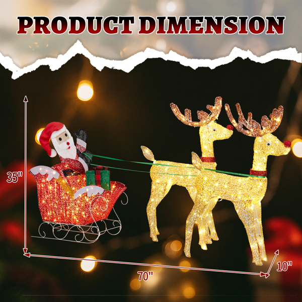 180*24*86cm  鹿拉老人 拼接款 暖白灯 270灯 撒粉网布 圣诞灯饰麋鹿30V 6W-17