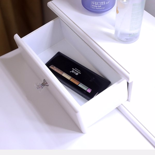 白色 密度板 喷漆 带灯泡 五抽 单镜 梳妆桌套装 欧式-7