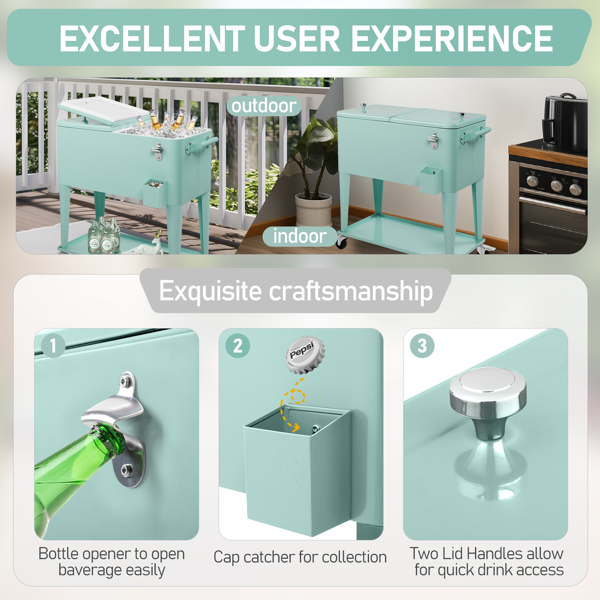 80qt 薄荷绿 冷冻保温推车 91*84.5*38.5cm 长方形 塑料箱体 冷冻保温 N001-3