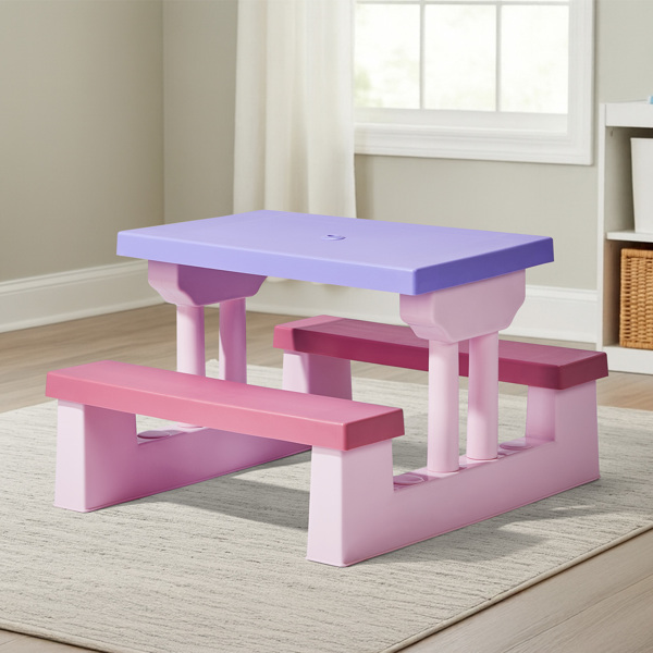 30.7inch 1pc桌子+2pcs凳子 粉紫拼色  儿童庭院桌椅套装-2