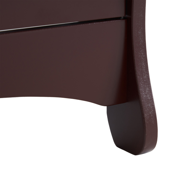 棕色 油漆面 密度板 三层抽屉 90.5*58*92cm 儿童木床 带安全带 换尿布台 婴儿-8