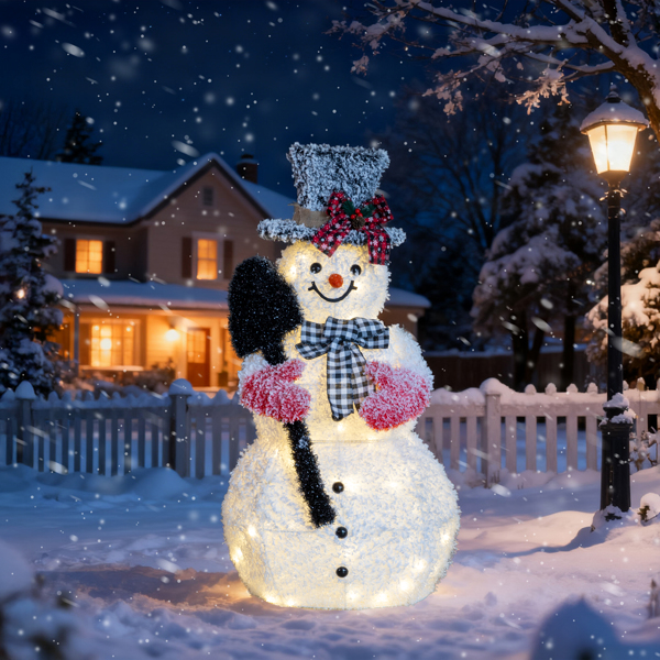 3ft 白色 铁锹雪人 绕线植绒 110LED灯暖白 圣诞灯饰雪人 30V 3.6W 美规-11