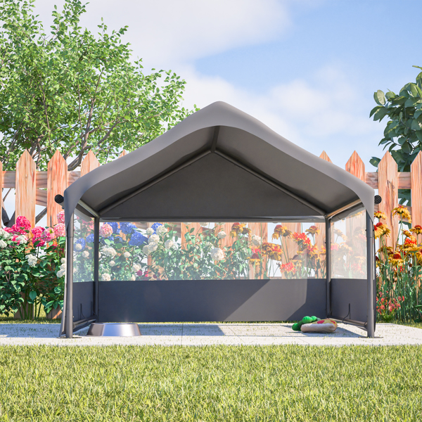 超大户外狗屋帐篷，带 3 面网窗，透气遮阳罩宠物庇护所，带顶篷和狗、猫、牲畜的地桩 – 4' x 4' x 3.3'，灰色不支持Self-Pick Up-14