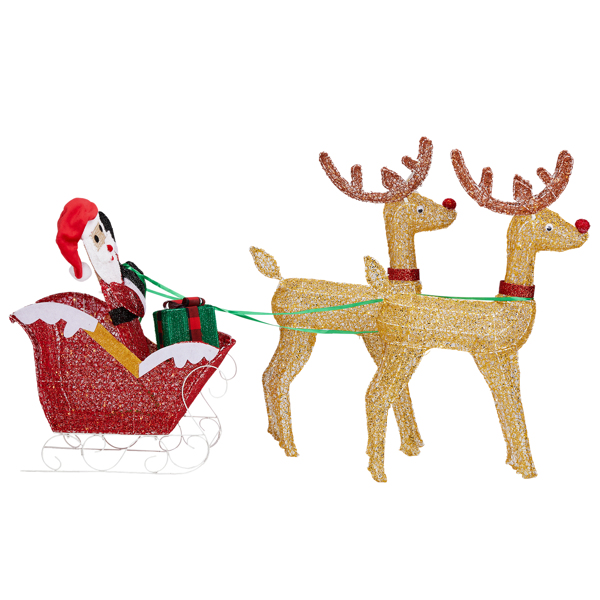 180*24*86cm  鹿拉老人 拼接款 暖白灯 270灯 撒粉网布 圣诞灯饰麋鹿30V 6W-12