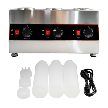 A3 酱汁泵3头美标110V Electric Sauce Bottle Warmer Nacho Cheese Warmer with 22oz bottle 86-185℉ 110V
