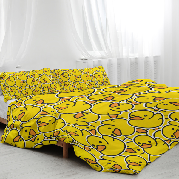 直销床品 KTBJ0418连续小黄鸭 美国中号USA FULL 80inchx90inch-26inchx20inch （temu仅可自提）-4