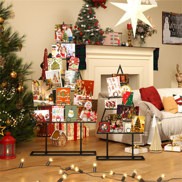 2件套坚固的金属圣诞卡夹-树形，15+21个夹子，2个支架（44.5英寸/30英寸），黑色，家庭/办公室节日展示-7