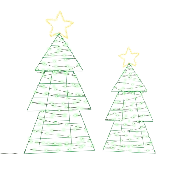 2pcs 4FT 3FT 绿色 圣诞树 2D 150L皮线灯绿光加铜丝灯暖白  电池盒 圣诞树灯装饰-13