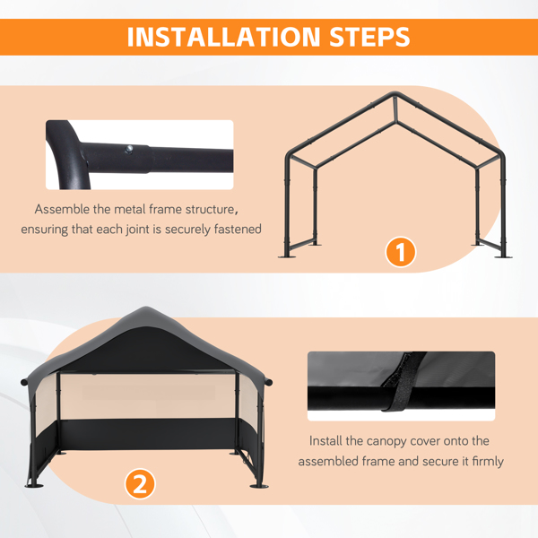 超大户外狗屋帐篷，带 3 面网窗，透气遮阳罩宠物庇护所，带顶篷和狗、猫、牲畜的地桩 – 4' x 4' x 3.3'，灰色不支持Self-Pick Up-5