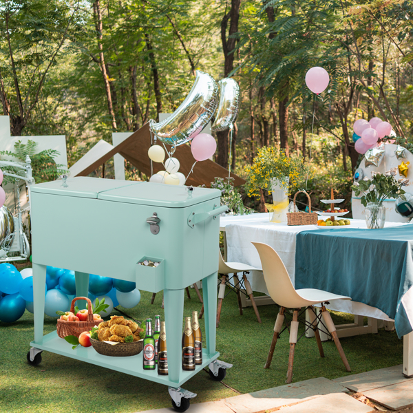 80qt 薄荷绿 冷冻保温推车 91*84.5*38.5cm 长方形 塑料箱体 冷冻保温 N001-46