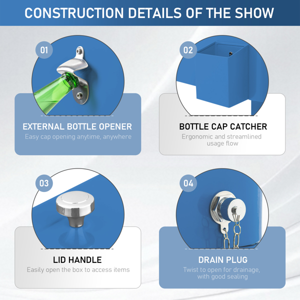 80QT 海军蓝 冷冻保温推车 87.5*38.5*91cm 长方形 塑料箱体 铁脚管 冷冻保温-3