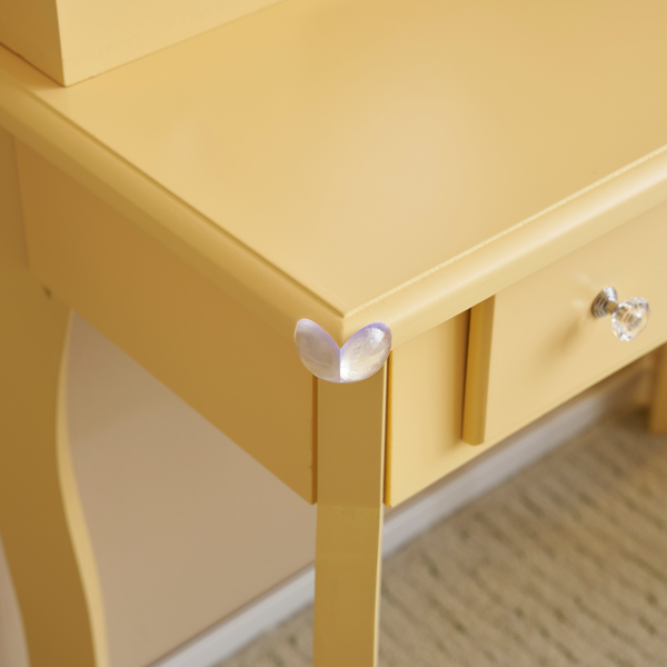 马卡龙橙 密度板 喷漆 3抽 2收纳筒  儿童梳妆桌套装 带三色调光 调节亮度灯泡  欧式-11