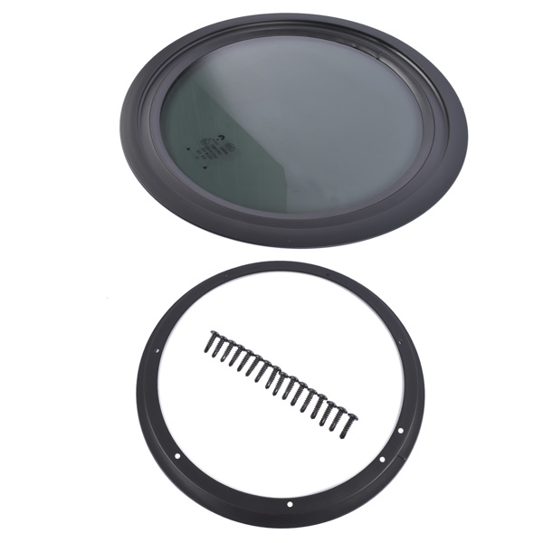 房车车窗 Round Fixed RV Window 13" Tinted Window for RV Camper Caravan with Trim Ring Fit for 1-5/8" Thickness Wal-3