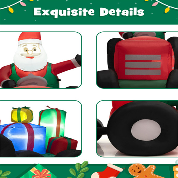 9英尺长的充气圣诞装饰（姜饼店和圣诞老人），彩色串灯+LED灯泡-8