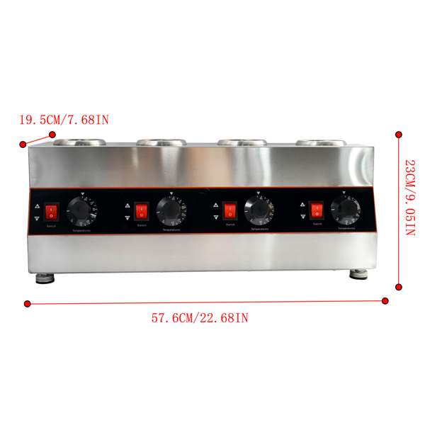 A3 酱汁泵4头美标110V Electric Sauce Warmer Dispenser Jam Heat Preservation Machine 650ml 30-85℃ 110V-10