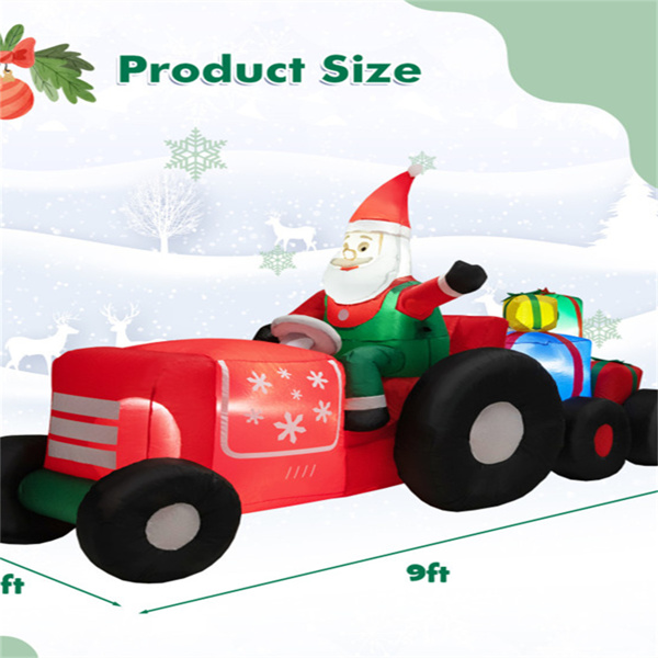 9英尺长的充气圣诞装饰（姜饼店和圣诞老人），彩色串灯+LED灯泡-3
