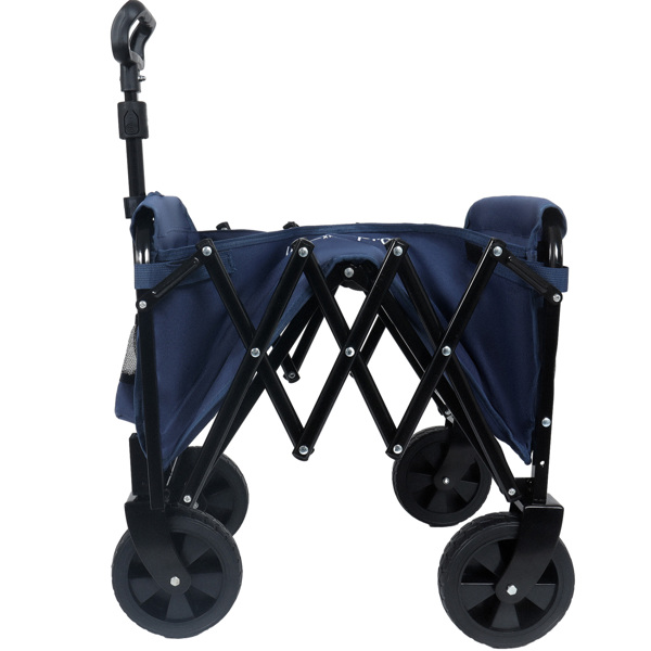 可扩展的双层多功能车，具有 100% 额外空间 - 用于露营、购物、运动、园艺、钓鱼的杂货车，支持 225 磅，深蓝色不支持Self-Pick Up-12