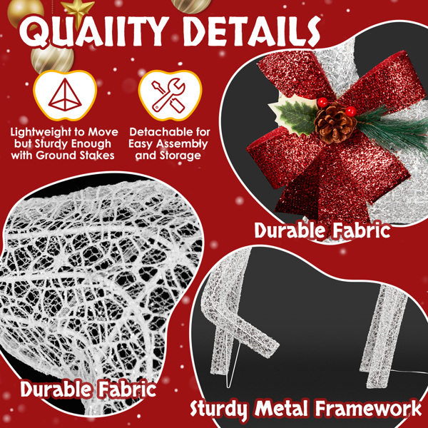 3pcs  4ft  白色麋鹿一家 2D 白灯 网布撒粉 圣诞灯饰麋鹿 4.5V 3.6W 美规-5