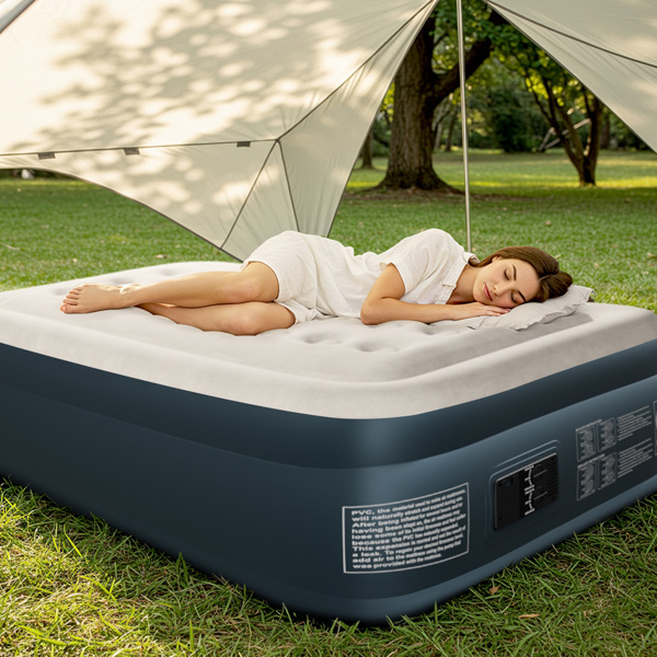 75*39*18in 植绒床面 PVC围带&底部 灰白色+深灰色 野营床垫 充气 带收纳袋 圆孔 美规插头 100kg-20