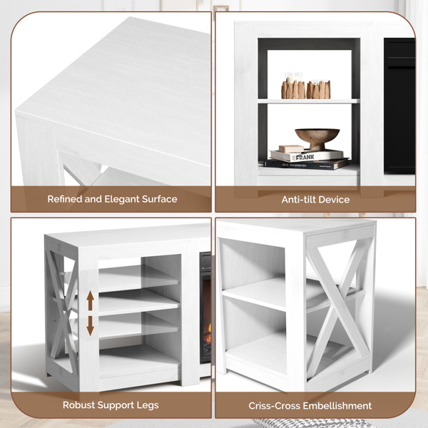 58寸白色双面交叉壁炉柜 149*40*60cm 18寸壁炉芯-3