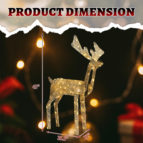3.6ft 金色 电机摇头麋鹿 绕线撒粉 120LED暖白光 圣诞灯饰麋鹿 30V 3.6W 美规-7