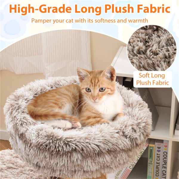 4层天然梨木猫树-19.5“x35.5”，黄麻划痕柱+毛绒球，长毛绒-11