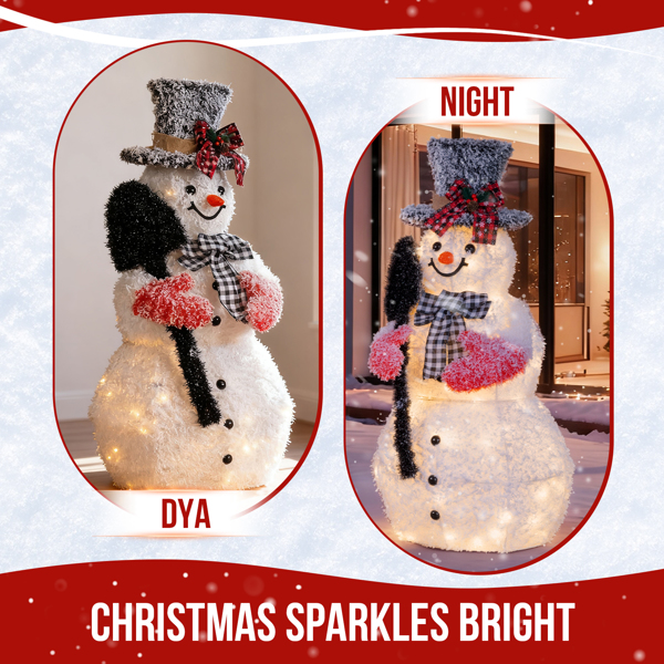 3ft 白色 铁锹雪人 绕线植绒 110LED灯暖白 圣诞灯饰雪人 30V 3.6W 美规-7