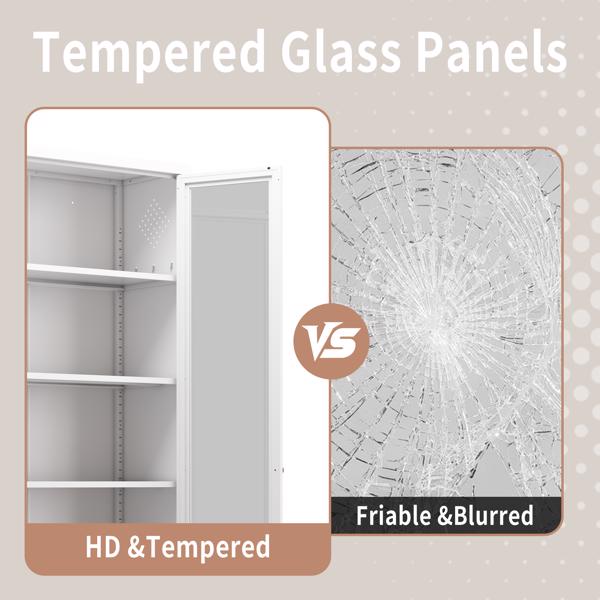 金属厨房食品柜 - 72 英寸高储物柜，带 5 个可调节搁板，白色独立式橱柜，适用于厨房/食品储藏室/浴室--不支持self pick up-6