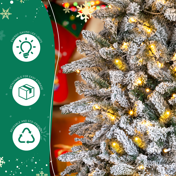 7ft 绿色植绒 铅笔树 自动树 PVC加单枝PE  1100枝头 400灯暖白8功能 圣诞树 30V 6W 美规-9