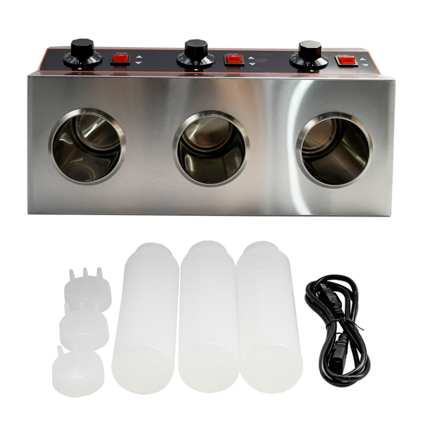 A3 酱汁泵3头美标110V Electric Sauce Bottle Warmer Nacho Cheese Warmer with 22oz bottle 86-185℉ 110V-2