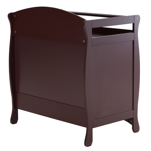 棕色 油漆面 密度板 三层抽屉 90.5*58*92cm 儿童木床 带安全带 换尿布台 婴儿-6