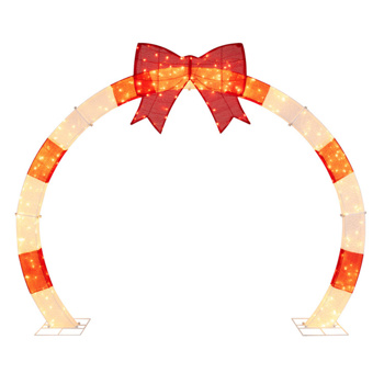 10.4英尺LED圣诞拱门-红色蝴蝶结，适用于花园/门廊/商业空间