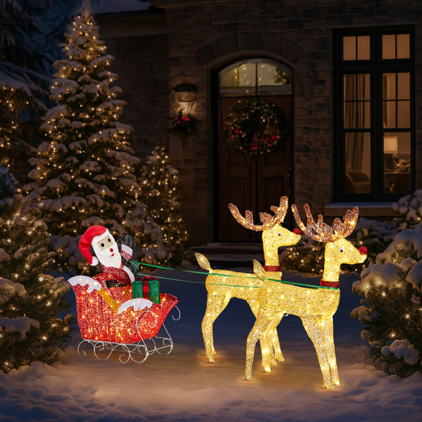 180*24*86cm  鹿拉老人 拼接款 暖白灯 270灯 撒粉网布 圣诞灯饰麋鹿30V 6W-7