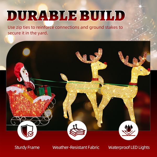 180*24*86cm  鹿拉老人 拼接款 暖白灯 270灯 撒粉网布 圣诞灯饰麋鹿30V 6W-3