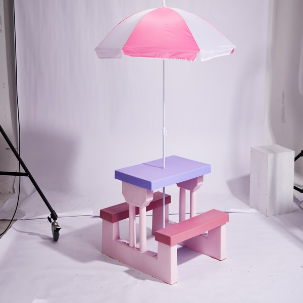 30.7inch 1pc桌子+2pcs凳子 粉紫拼色  儿童庭院桌椅套装-12